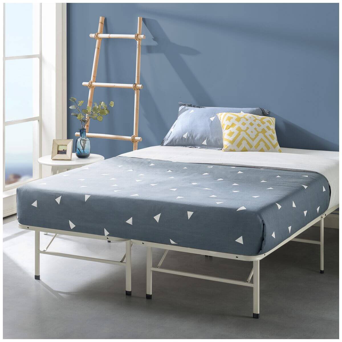 Zinus Queen Smart Base Folding Bed Frame - Beige Steel, 33cm Under-Bed Clearance - AU-SBBK-14BG-Q