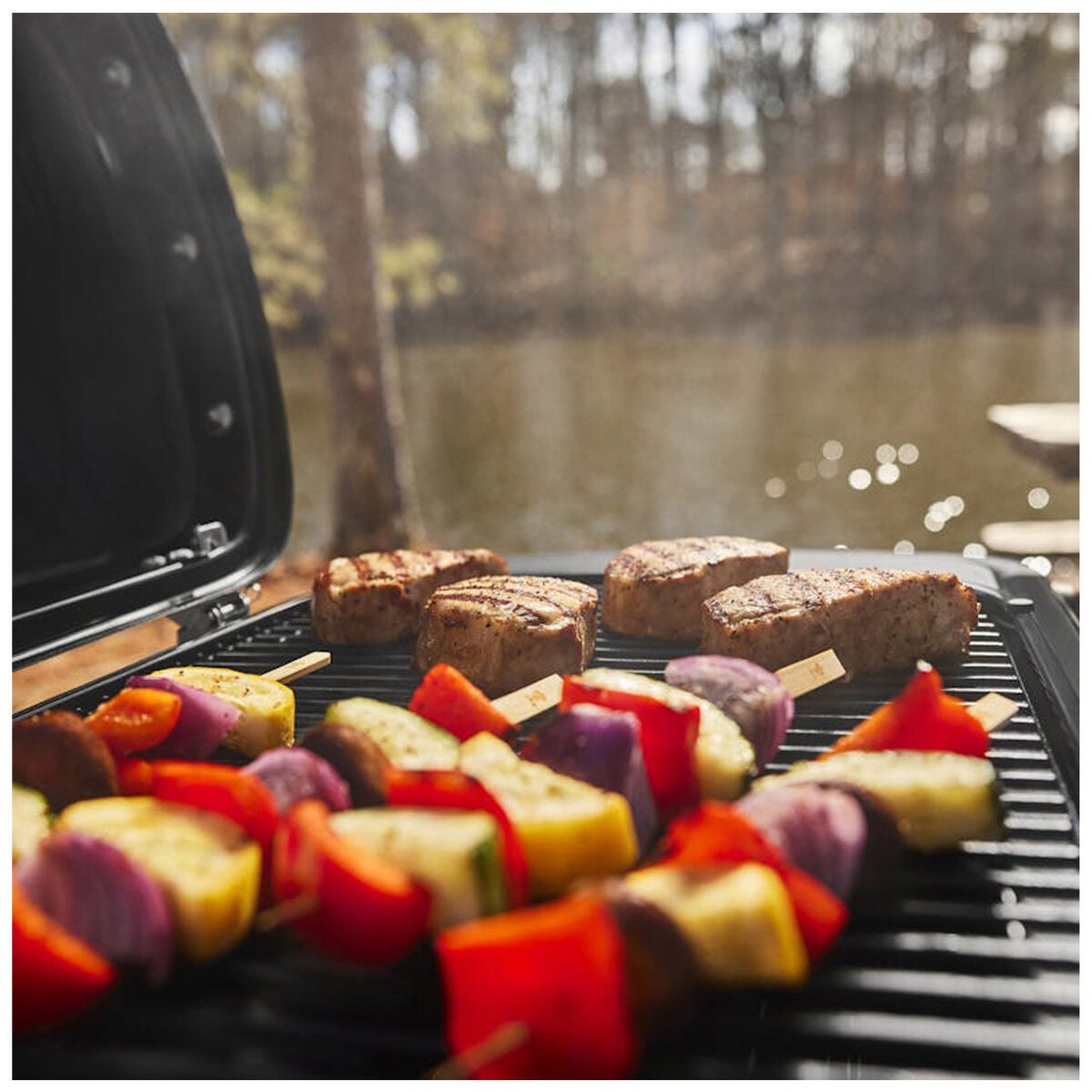 Weber Traveler Compact Portable LPG BBQ - 12 Burger Cooking Area, Lid Thermometer - 1500525