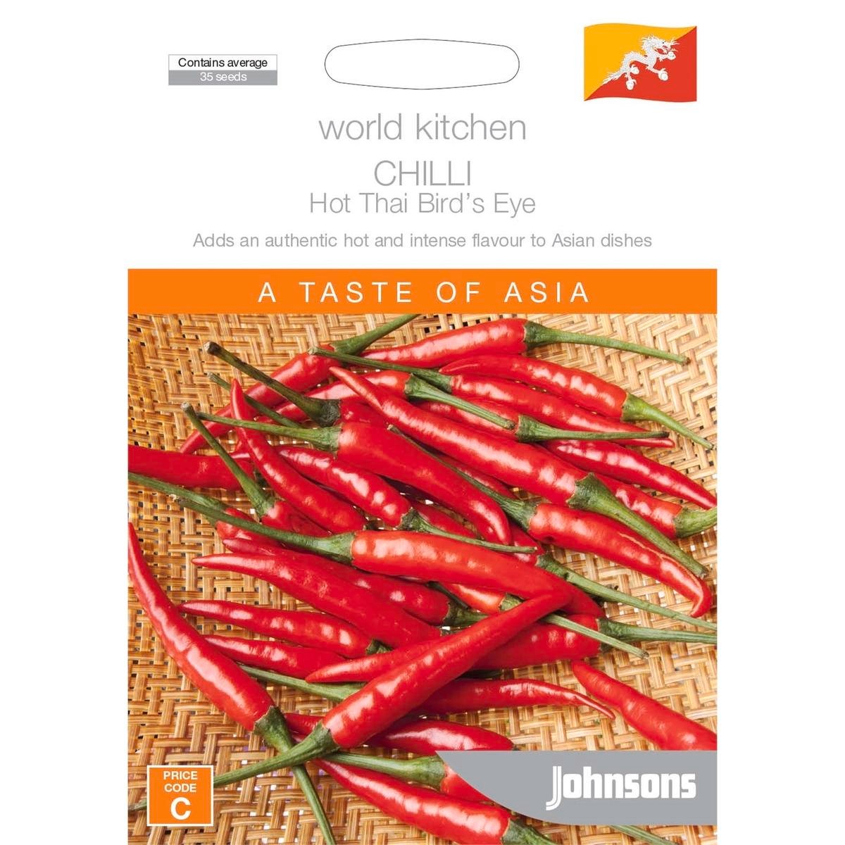 Johnsons World Kitchen Hot Thai Bird's Eye Chilli Seeds, Compact Plants