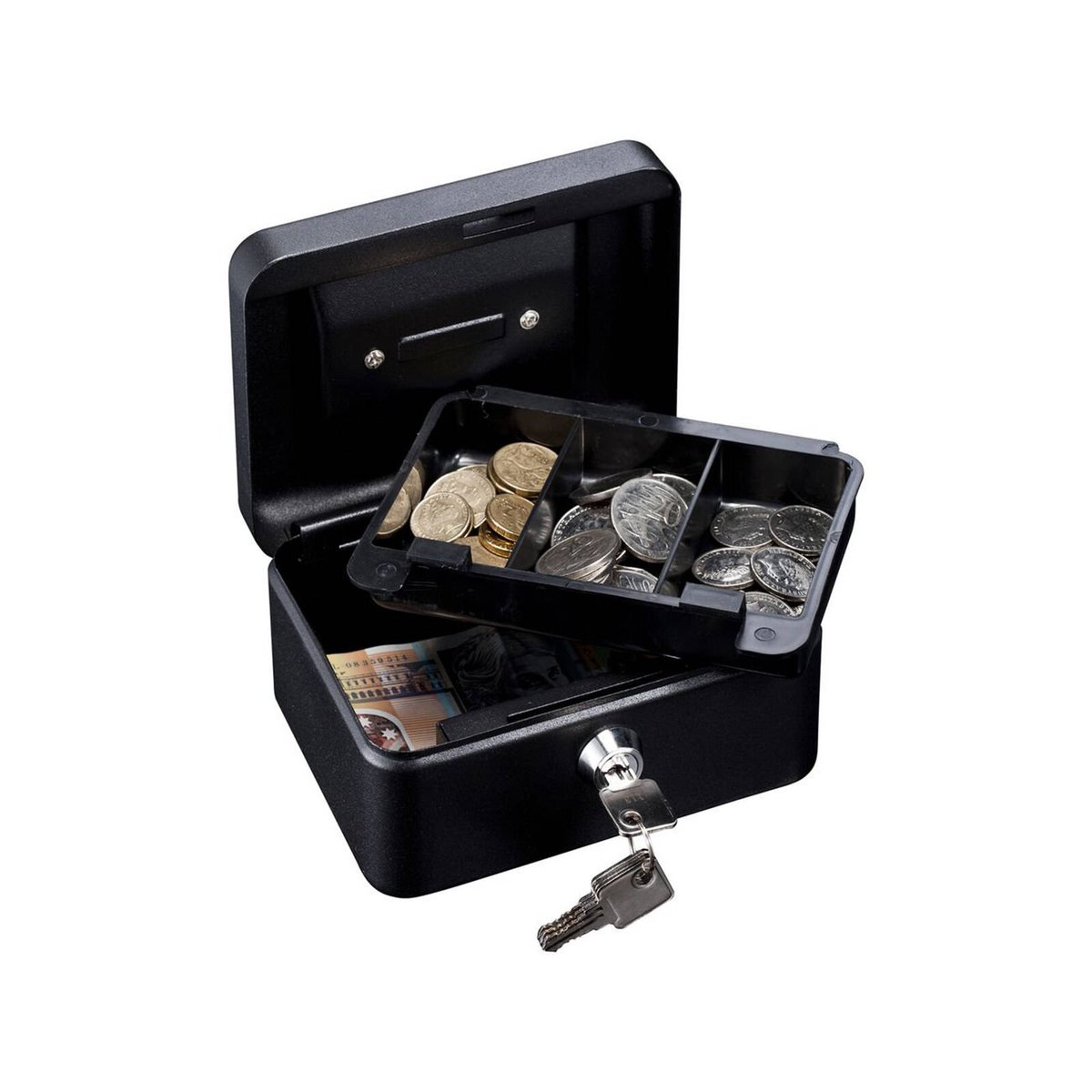 Sandleford Cash Box Small - Black 150mm Steel Portable Key Lockable - SuperSaverAU - view 3