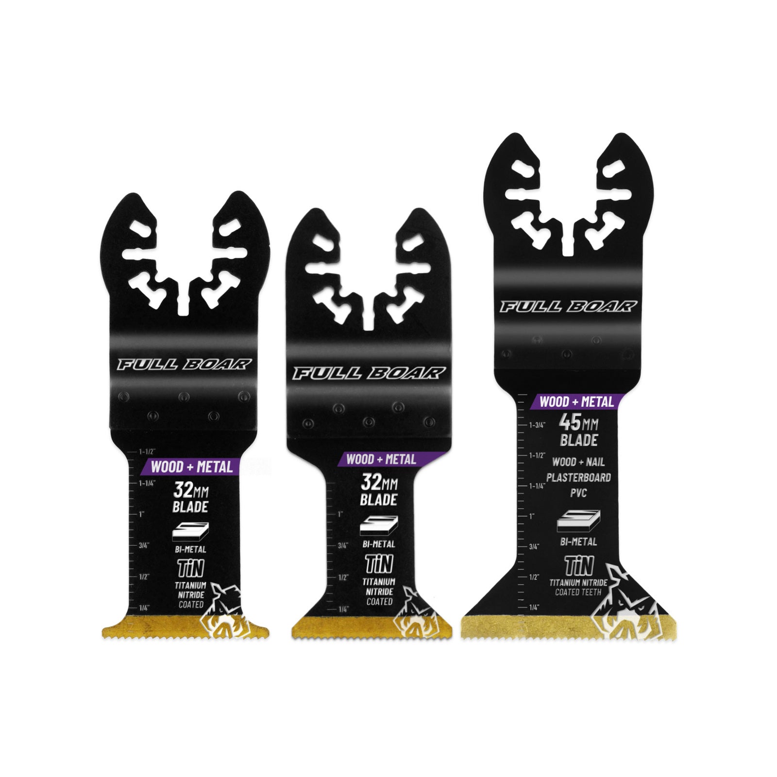 Full Boar Wood & Metal Plunge Cut Multi-Tool Blades, 3 Pack