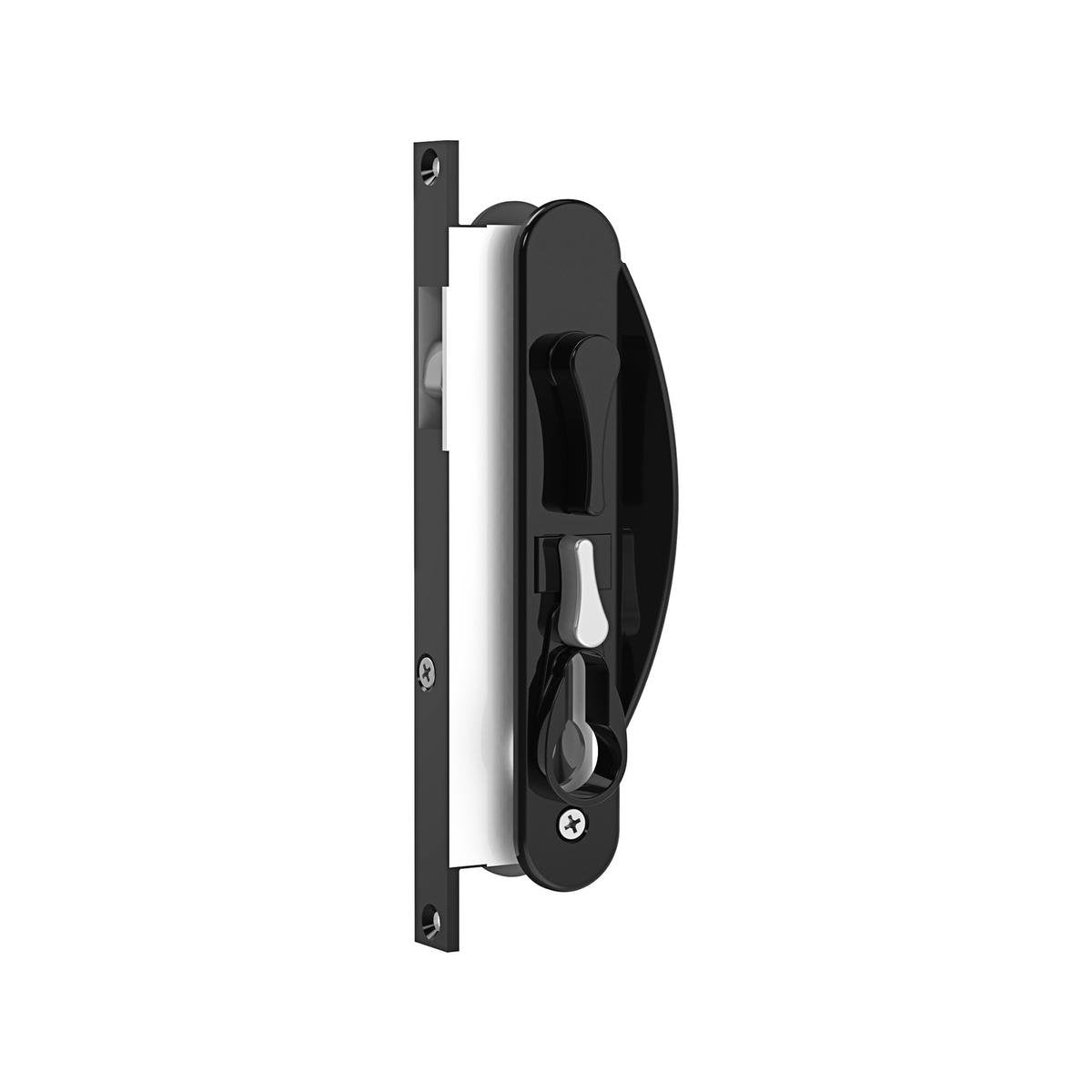 Rolltrak Black Non-Keyed Sliding Screen Door Lock - Powder Coated Alloy, Lockable