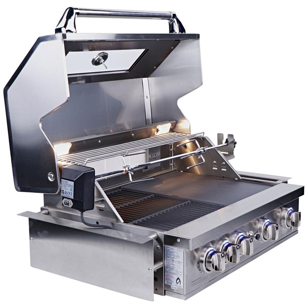 Smart Four Burner Built-In LPG BBQ - Stainless Steel, Rotisserie and Infrared Burner - 401WB-W