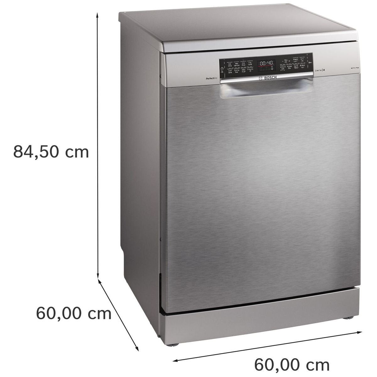 Bosch Series 8 60cm Freestanding Dishwasher - 15 Place Settings, Stainless Steel, PerfectDry - SMS8ZCI01A