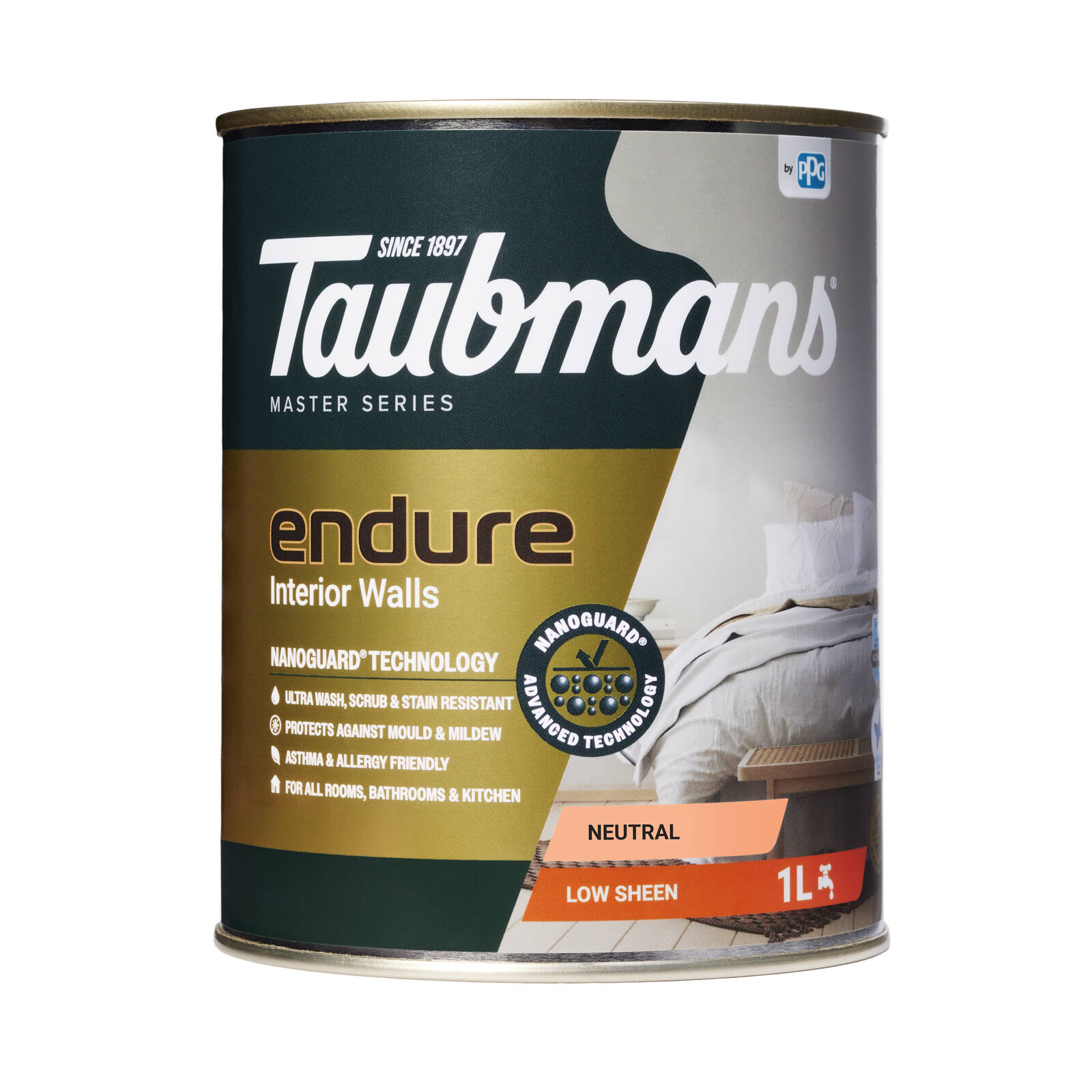 Taubmans Endure 1L Neutral Low Sheen Interior Wall Paint Stain Resistant