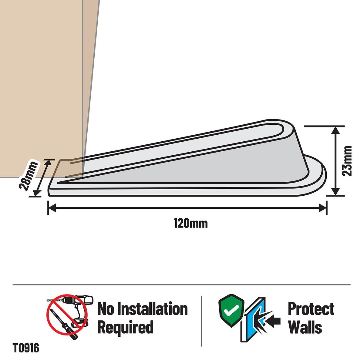 Adoored Large White Rubber Door Wedge - Weather Resistant