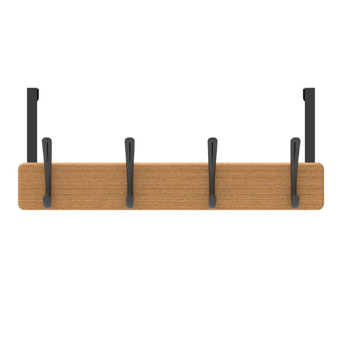 Mode 4 Bamboo Over Door Hanger - 5 Black Hooks - 450mm x 70mm x 45mm - SuperSaverAU - view 1
