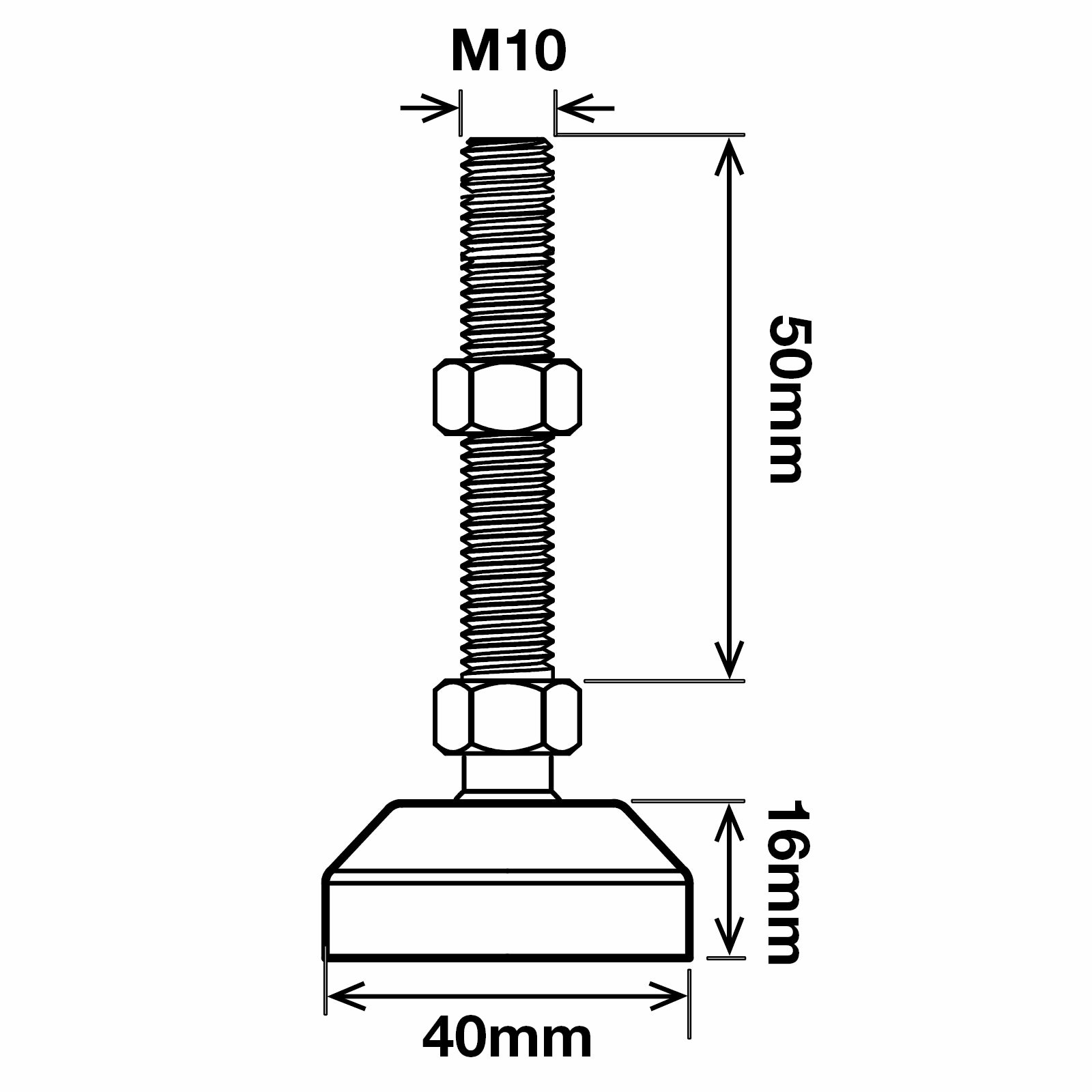 Richmond Wheel and Castor Co. 40mm x M10 Zinc Plated Ball Jointed Levelling Foot