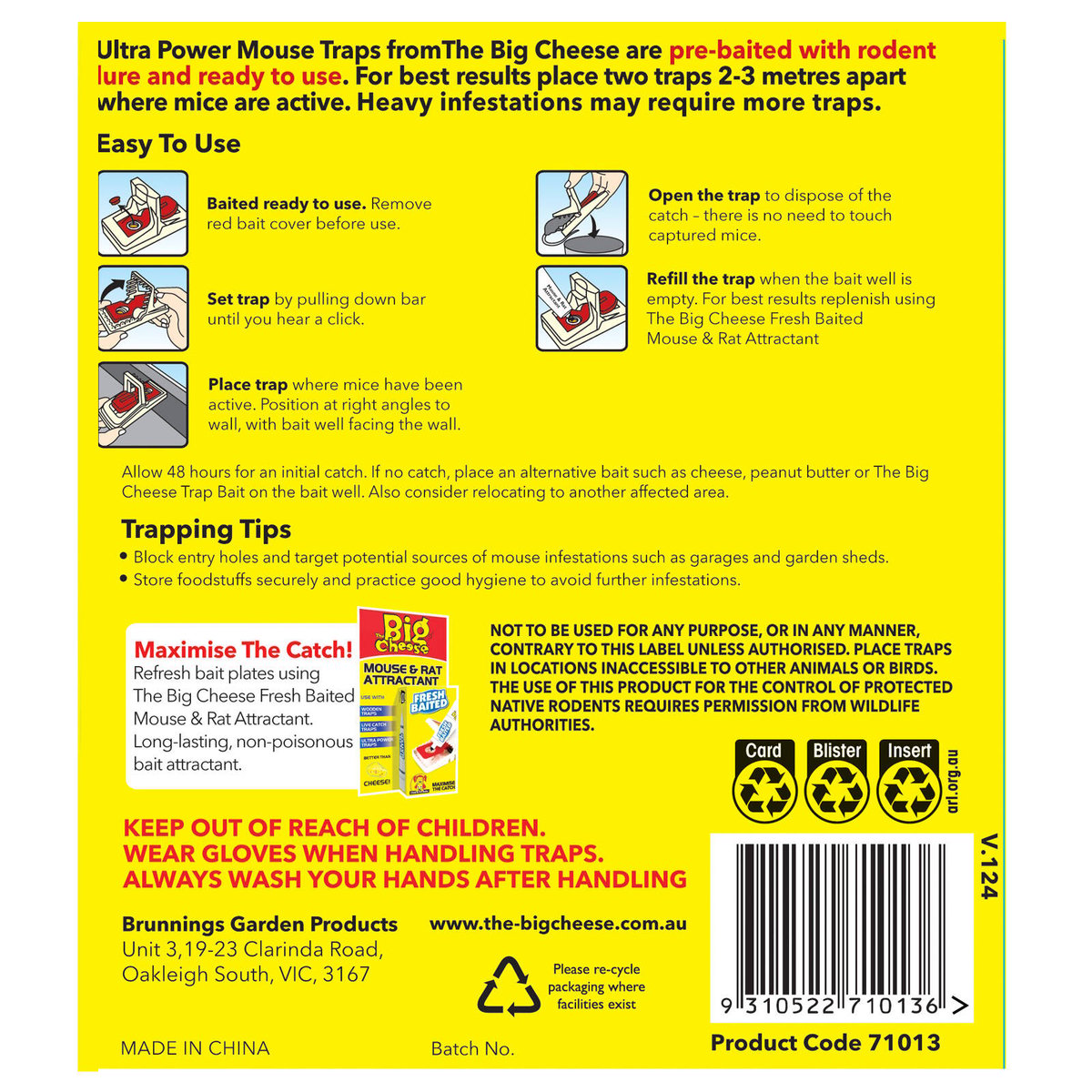 The Big Cheese Ultra Power Mouse Trap 2 Pack, Reusable, Indoor & Outdoor