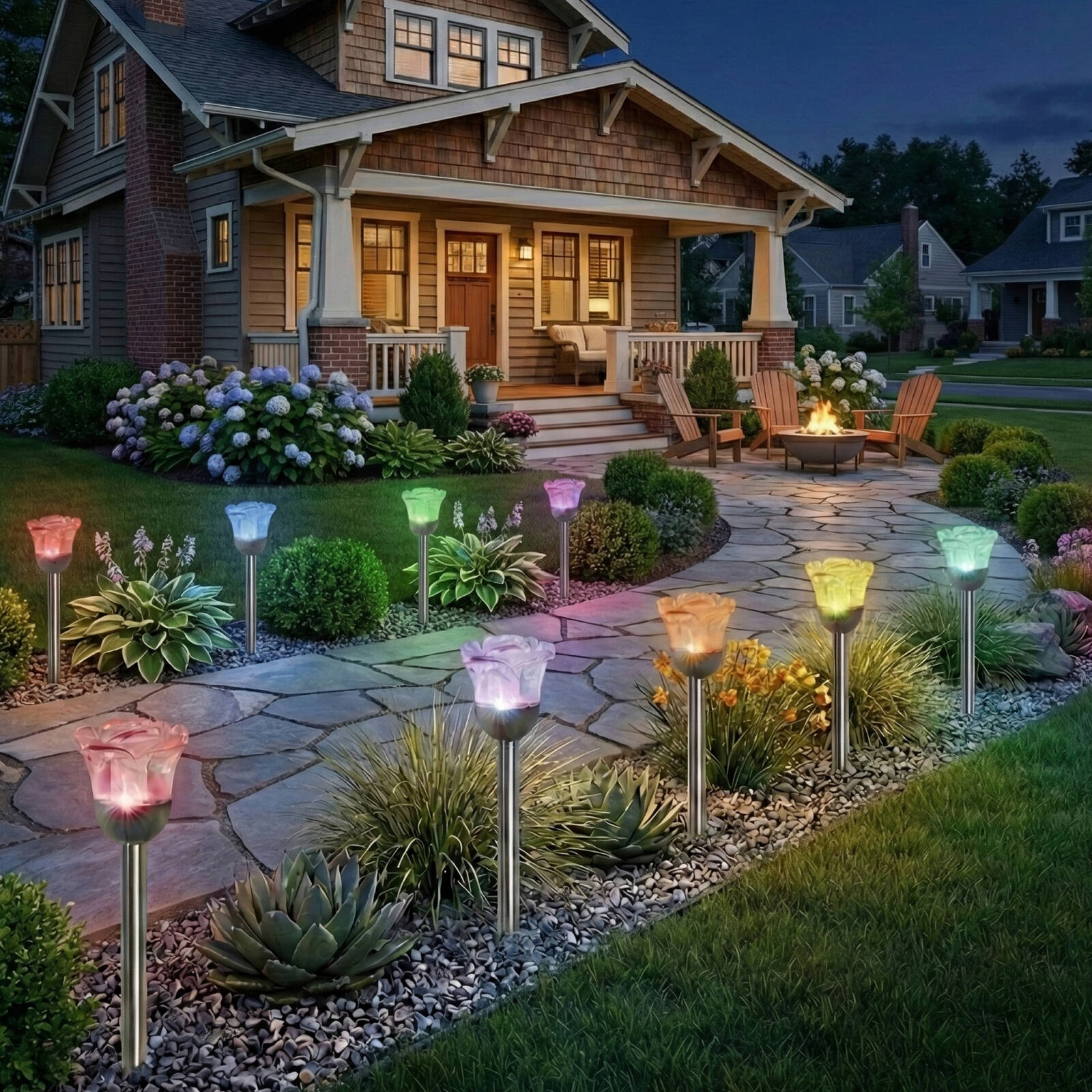 Click Rose Solar LED Pathway Light Stainless Steel