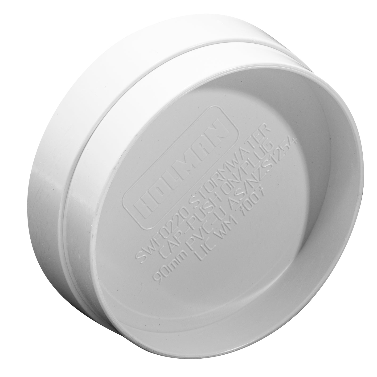 Holman 90mm Push-On PVC Storm Cap, White, Stormwater Pipe End