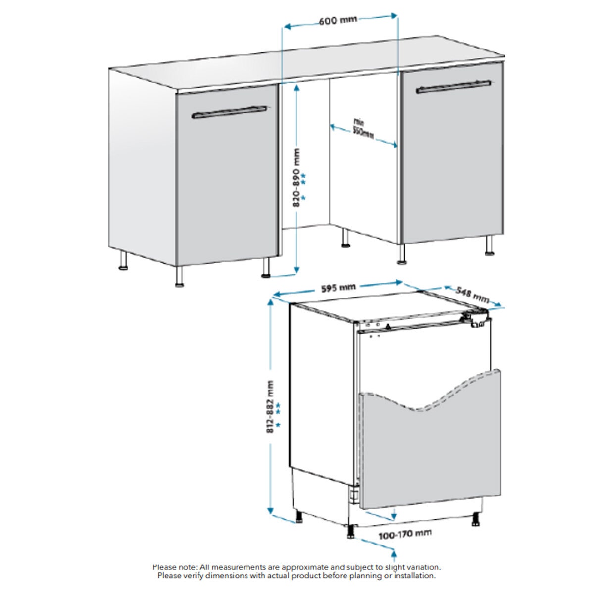 Husky 115L Integrated Bar Fridge - White, Tempered Glass Shelves, 3.5 Star Energy Rating - HUS115IN