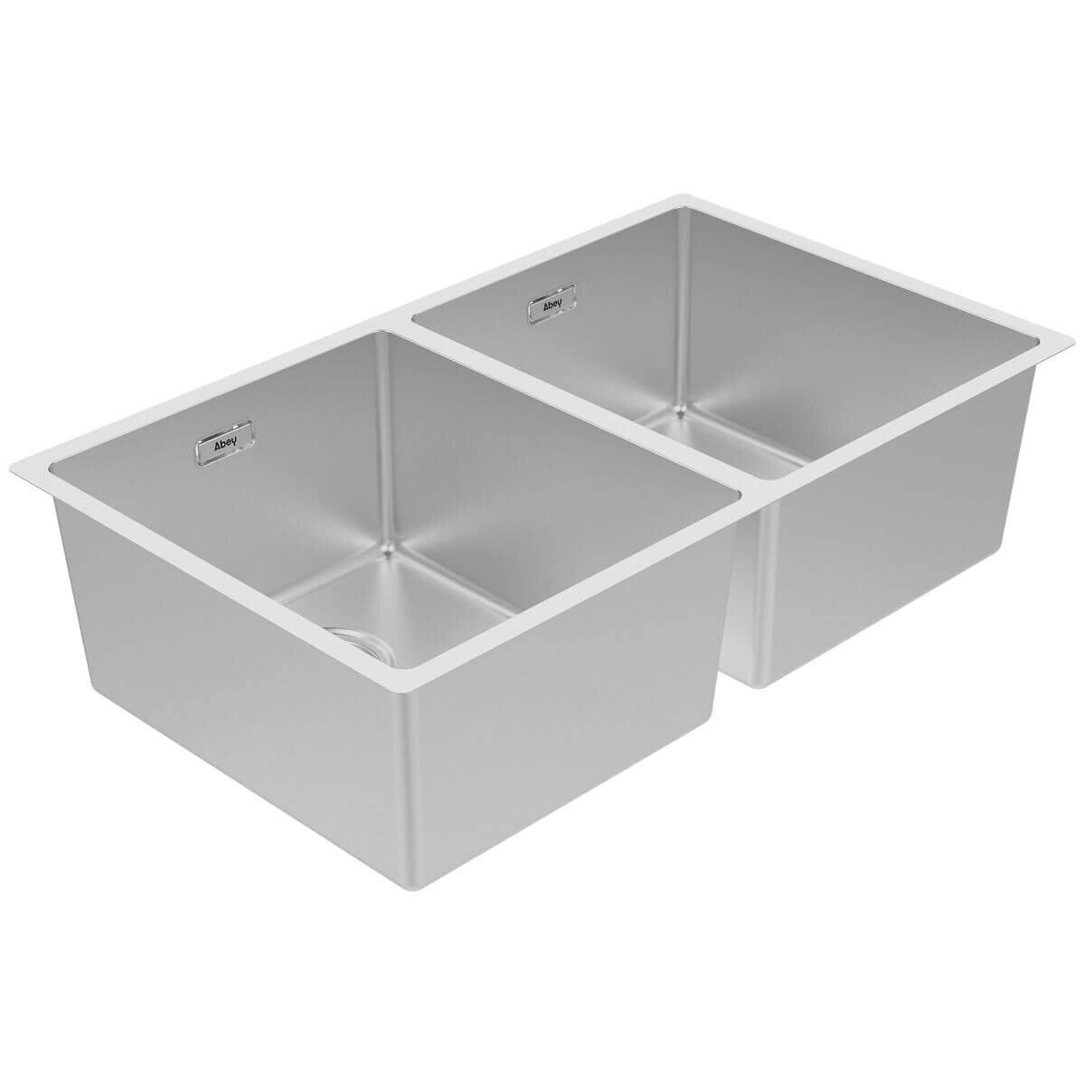 Abey W12.5 Double Bowl Stainless Steel Sink - 1.0mm SUS304, 200mm Deep Bowls, Overflow - W12-340D