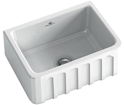 Abey Chambord Louis single bowl butler sink - white fireclay, topmount, no drainer, 7 year warranty - LOUIS-1W