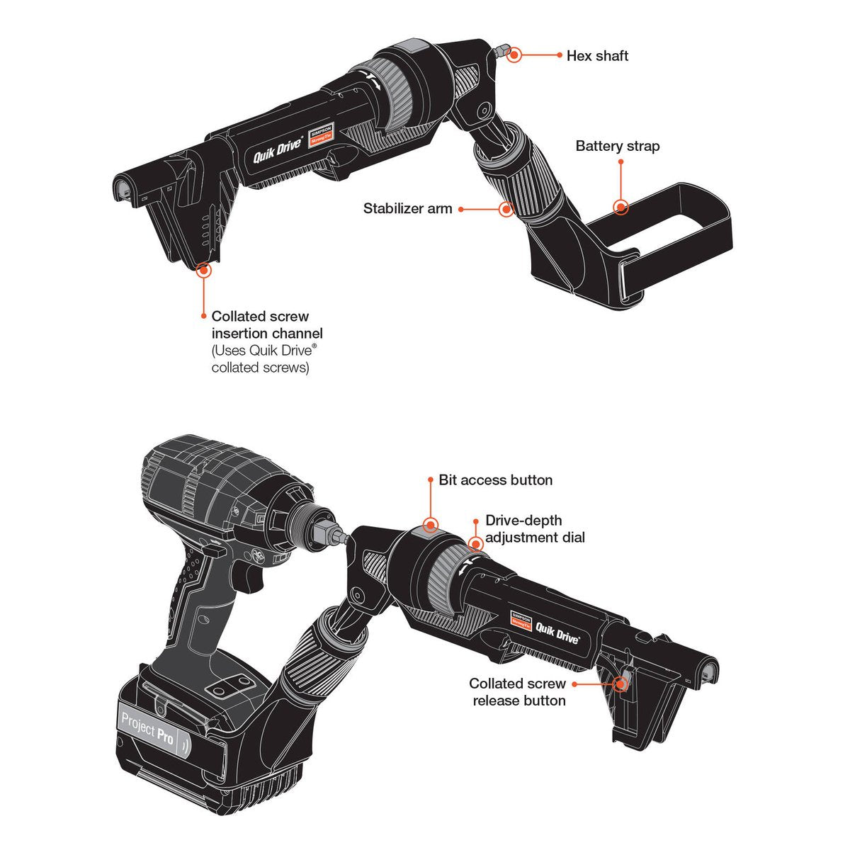 Simpson Strong-Tie Quik Drive Project Pro Auto Feed Screw Attachment - 40mm to 65mm - Lightweight - Auto-Feed Technology - SuperSaverAU - view 5