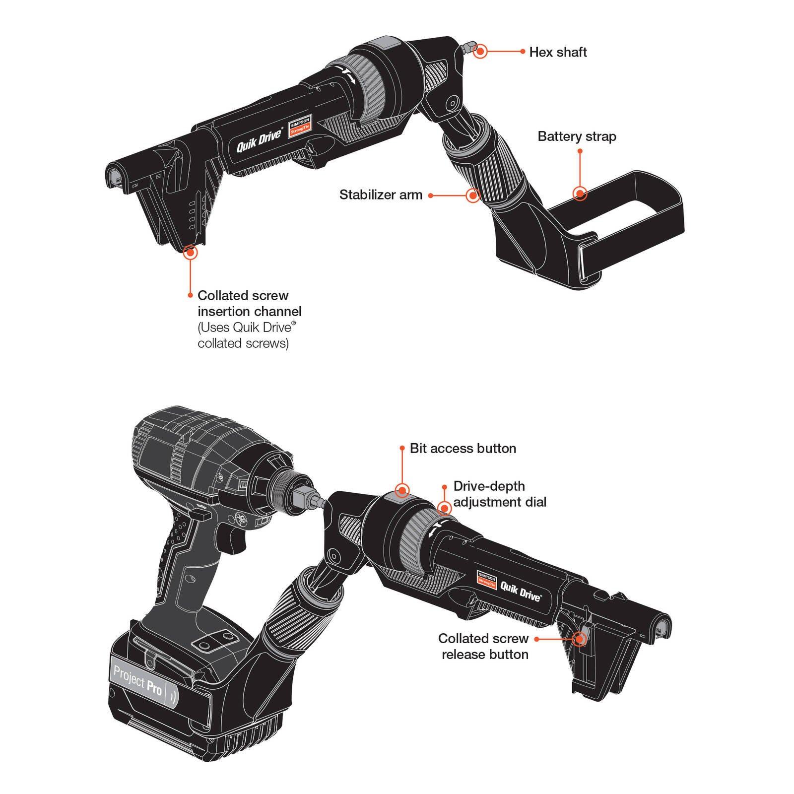 Simpson Strong-Tie Quik Drive Project Pro Auto Feed Collated Screwdriver Attachment