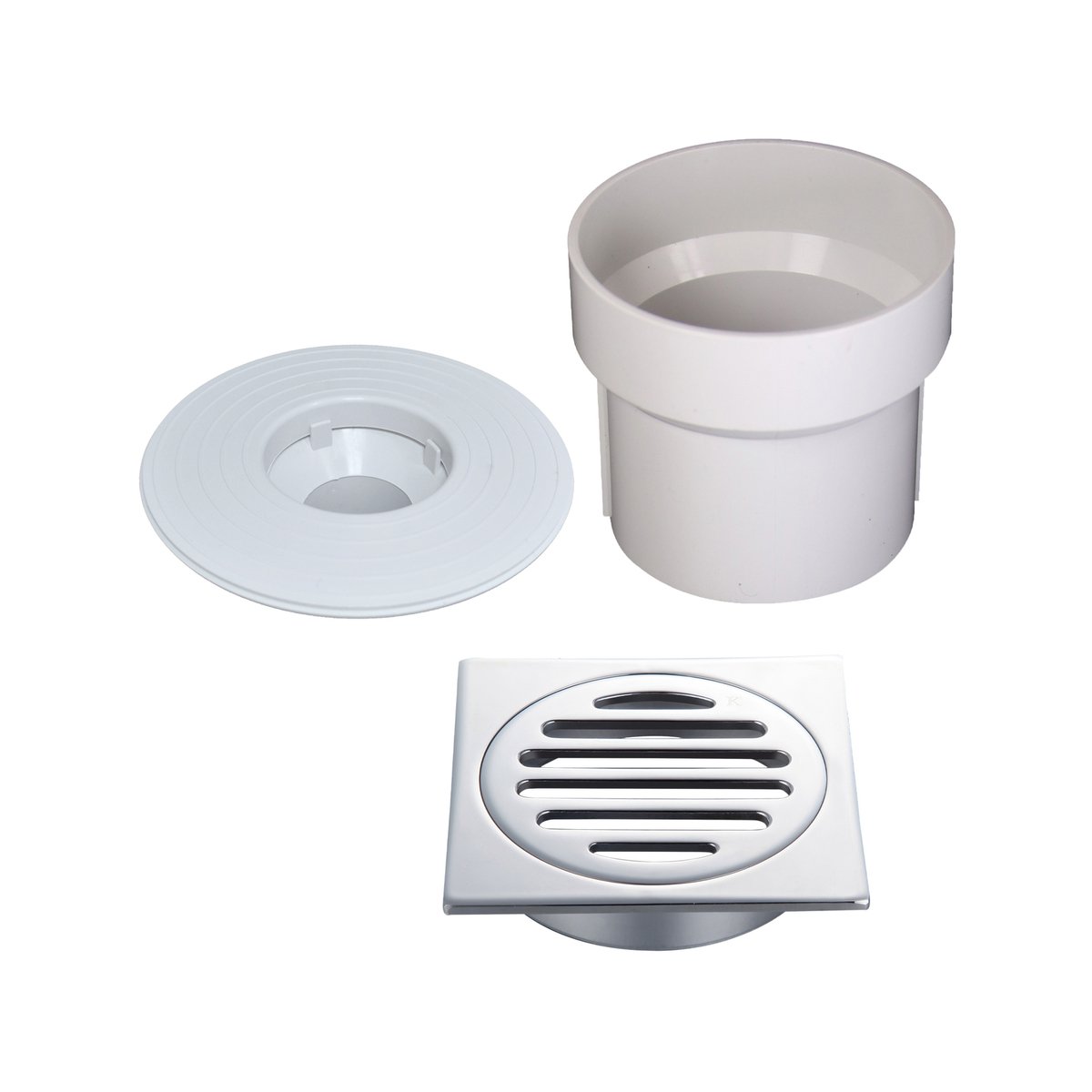 Kinetic 80mm PVC Brass Puddle Flange Kit Square Grate