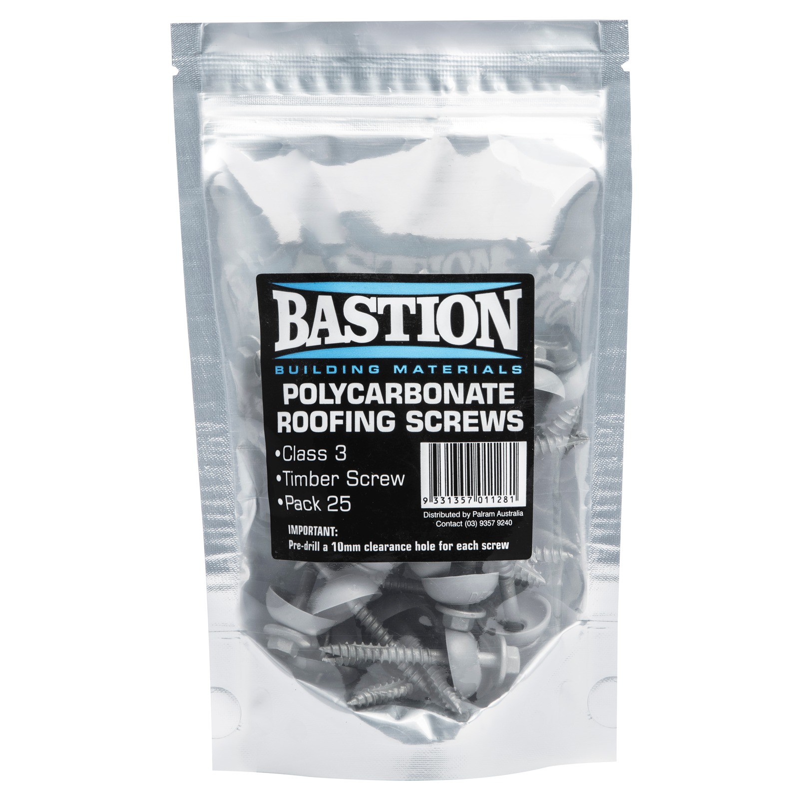 Bastion Type 17 Class 3 Polycarbonate Roofing Screws Hex Zinc - 25 Pack