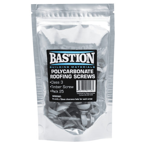Bastion Type 17 Class 3 Polycarbonate Roofing Screws Hex Zinc - 25 Pack