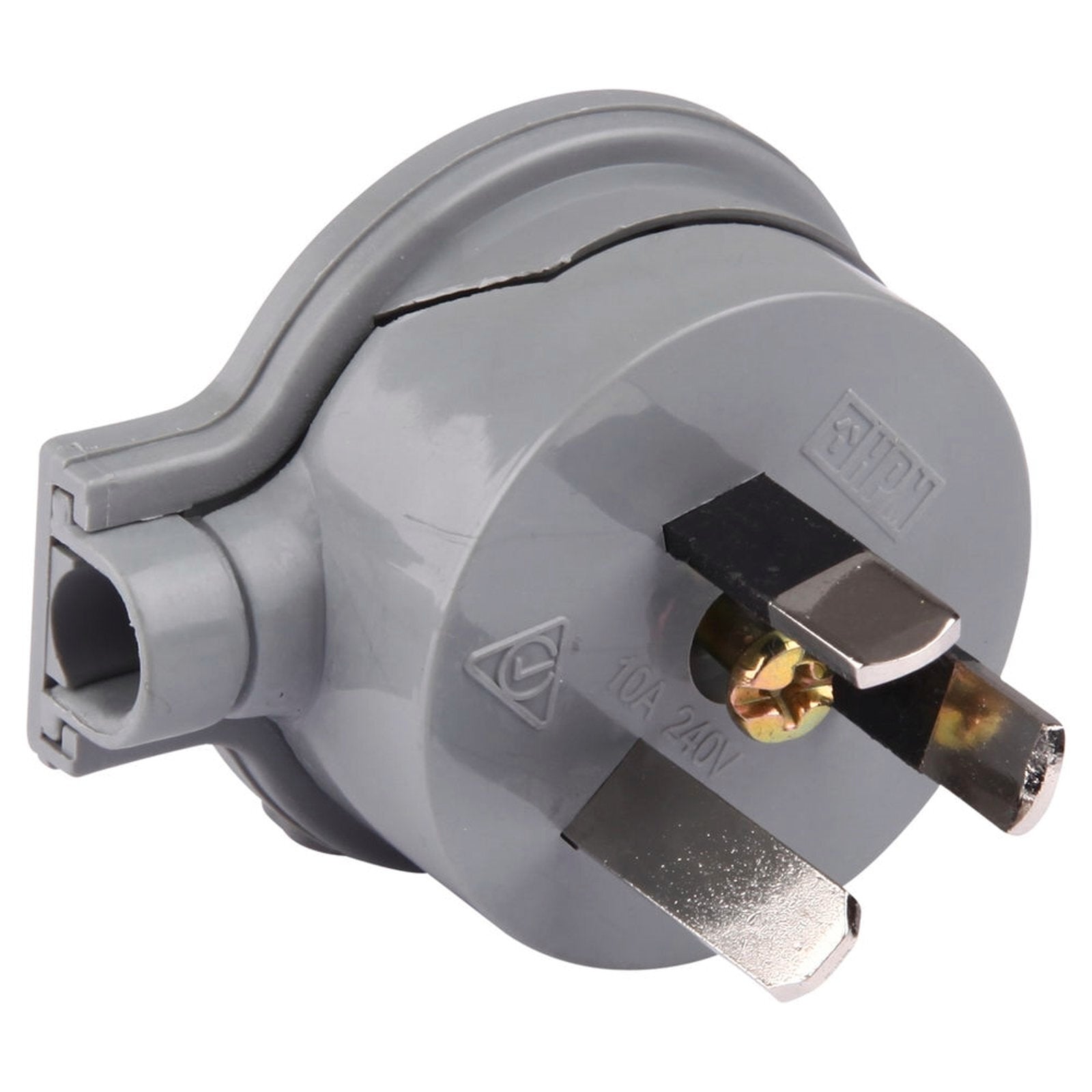 HPM 10A 240V Grey PVC 3 Pin Side Entry Plug Top CD106/1GY