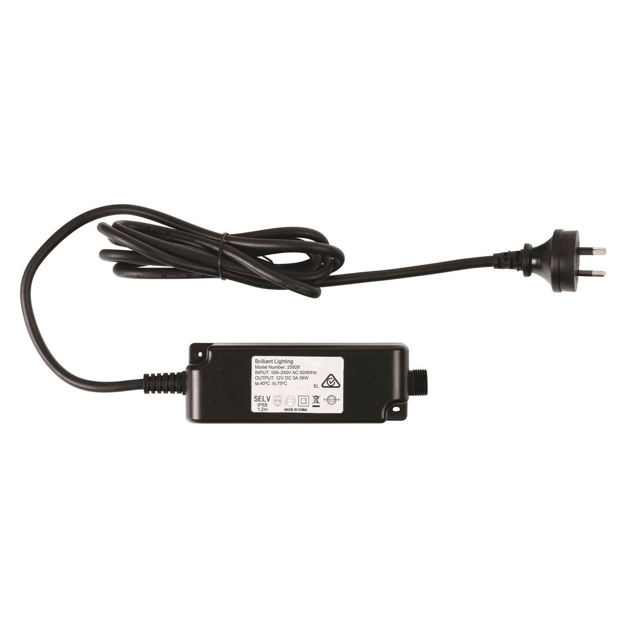 Brilliant 12V 36W Black LED Garden Light Transformer 20928/06