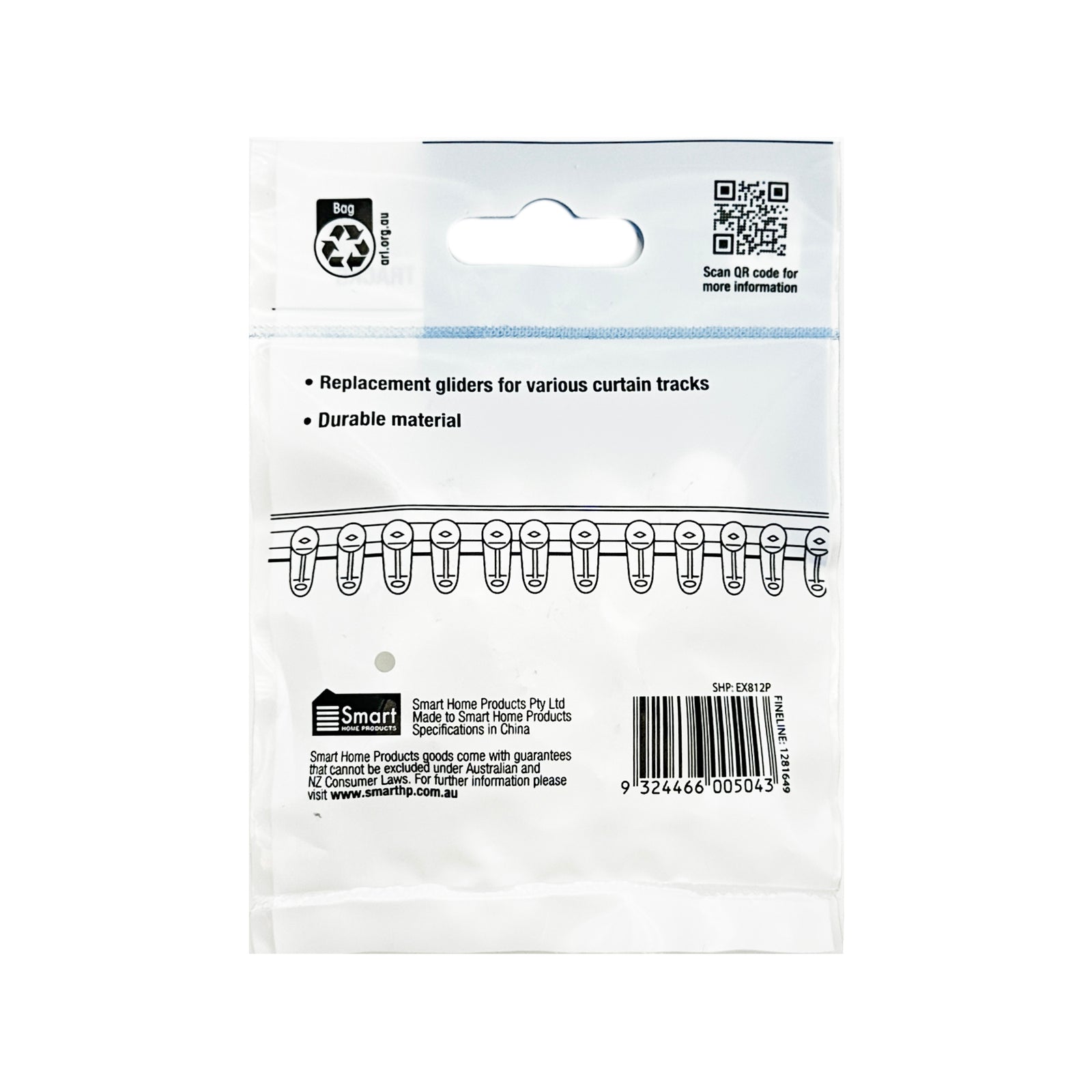 Windoware Standard Plastic Curtain Track Glider - Ivory, 10 Pack