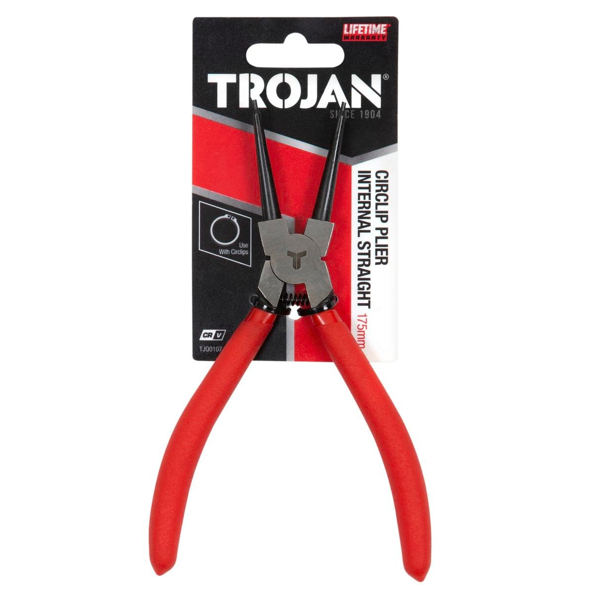 Trojan 175mm Internal Straight Tip Circlip Pliers CRV