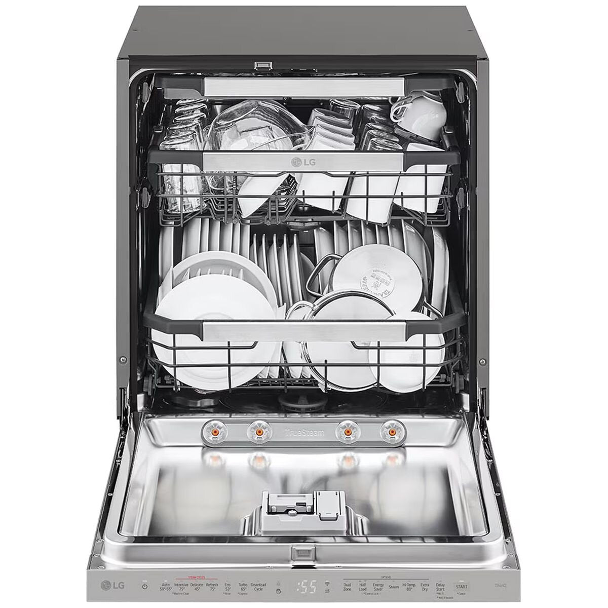 LG 60cm Built Under Dishwasher - 15 Place Settings, Platinum Steel, QuadWash, TrueSteam - XD3A25UPS