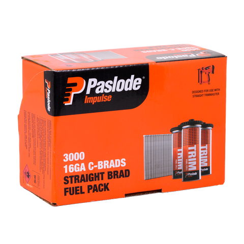Paslode 50 x 1.6mm C50 Impulse Brad With Fuel - 3000 Pack, Galvanised 16G