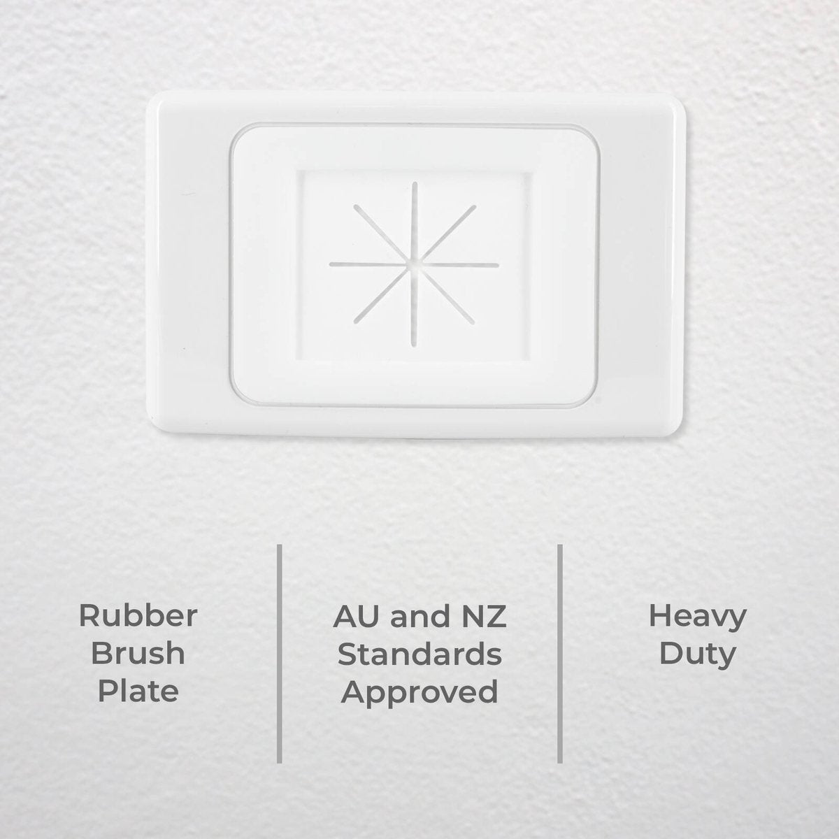 Deta Heavy Duty Rubber Brush Plate - 13mm x 75mm x 115mm - White - Cable Management - SuperSaverAU - view 2