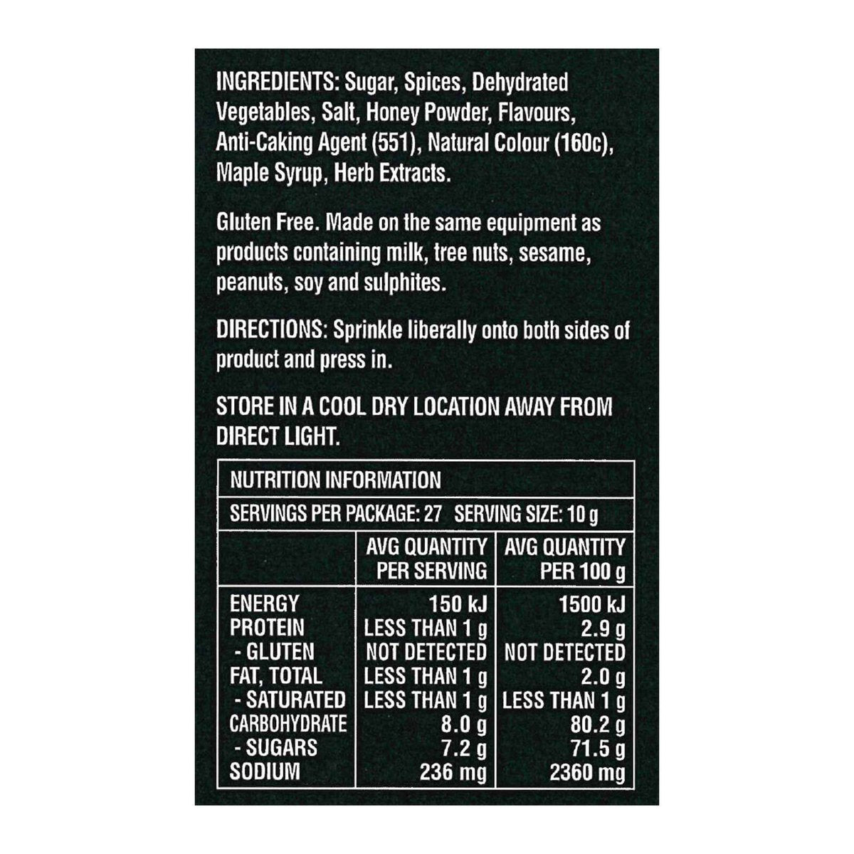Blue Smoke 270g Montreal Style Sweet Maple BBQ Rub - Gluten Free - Vegan Friendly - Ideal for Smoking, Roasting, Grilling - SuperSaverAU - view 2