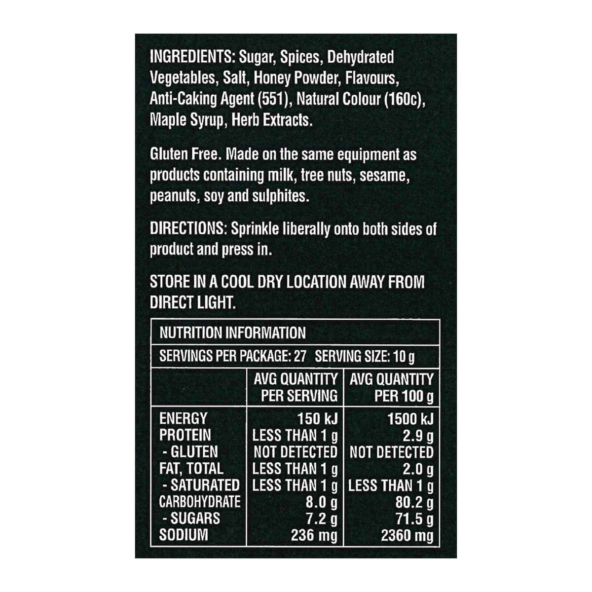 Blue Smoke Montreal Style Sweet Maple BBQ Rub 270g - Gluten Free