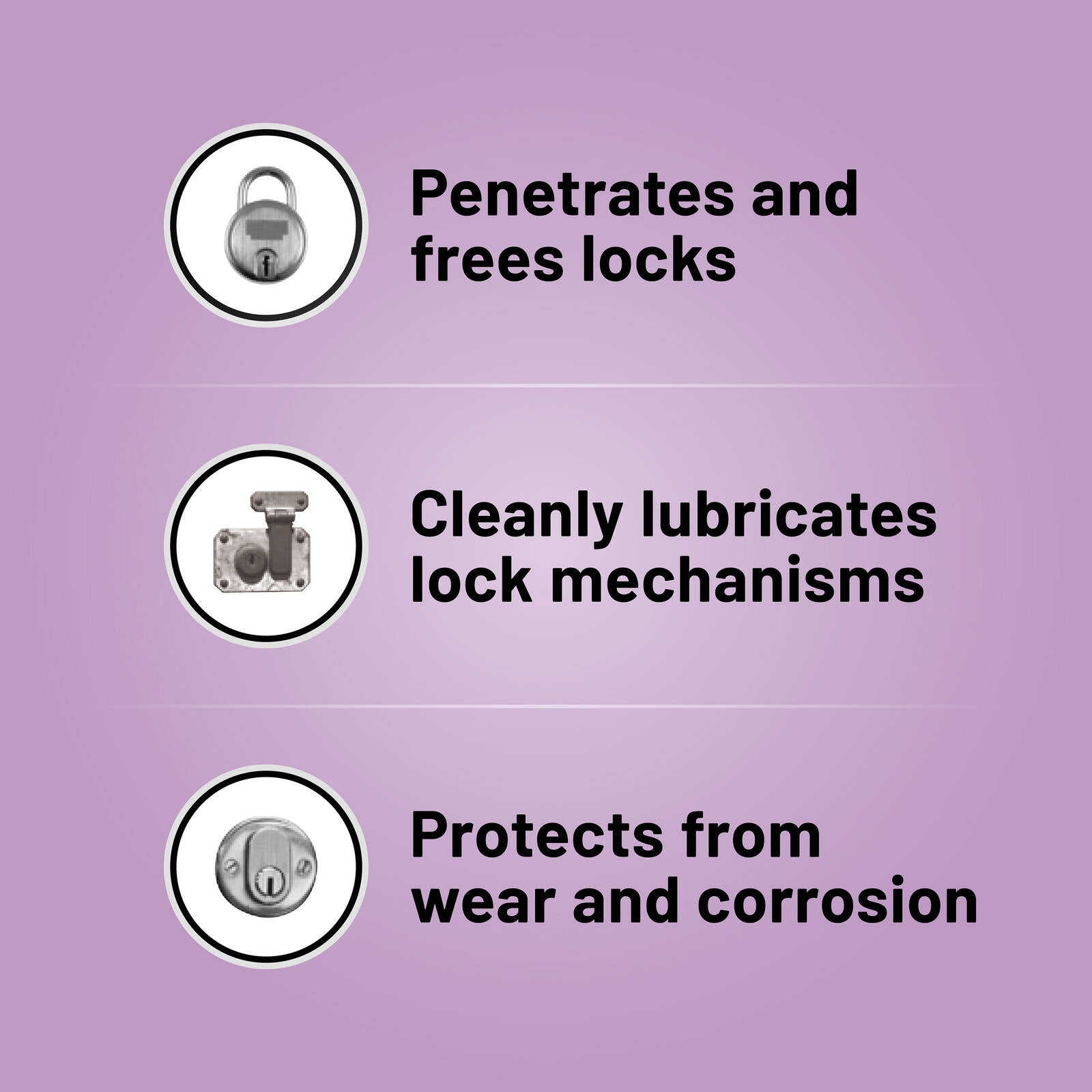 3-In-One 150g Lock Lubricant Aerosol, Cleans Lubricates Protects