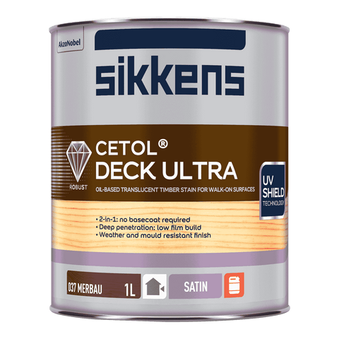 Sikkens 1L Merbau Cetol Deck Ultra - Satin 2-in-1 Outdoor Decking Finish