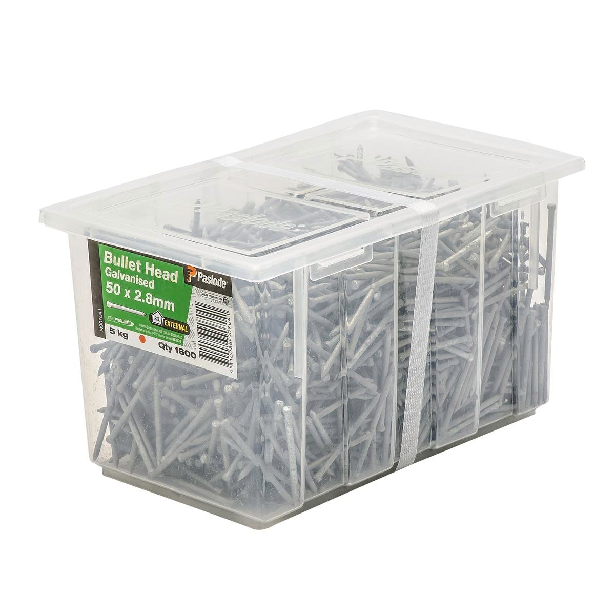 Paslode 50 x 2.8mm Galvanised Steel Bullet Head Nails 5kg - 1600 Pack