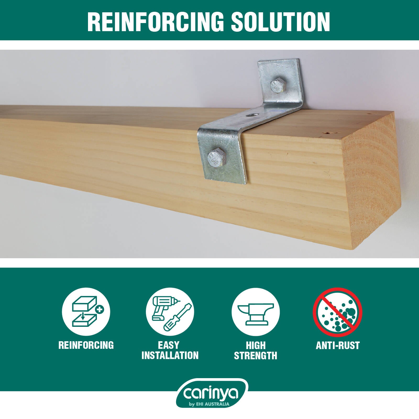 Carinya 50 x 100 x 50 x 50 x 4mm Galvanised Steel Reinforcing Z Bracket, 200kg