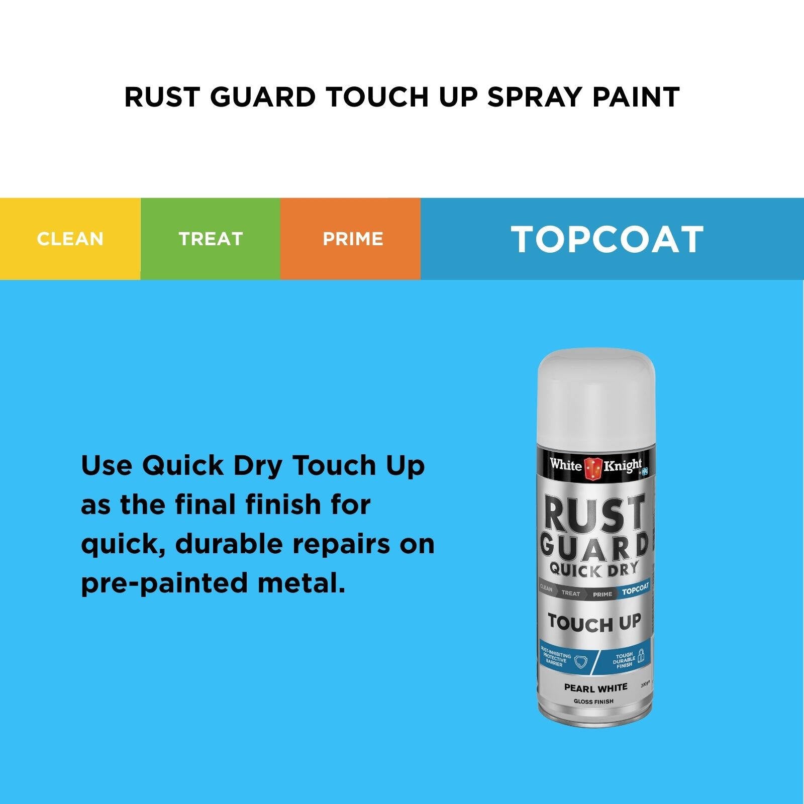 White Knight Rust Guard Pearl White Gloss Touch Up Spray Paint 300g