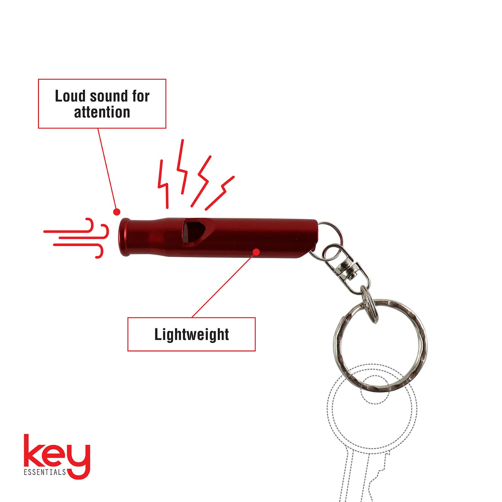 Key Essentials Key Ring Whistle 57mm Steel Assorted