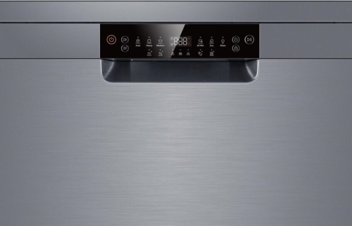 Haier 60cm Freestanding Dishwasher with Sanitise - 15 Place Settings - Satina - ThermoDry - HDW15F1S1