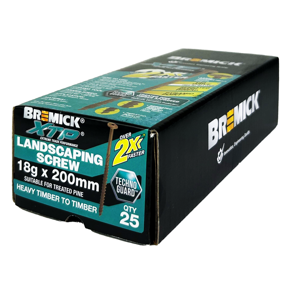 Bremick XTP 18g x 200mm T40 Technoguard Landscape Screws 25 Pack