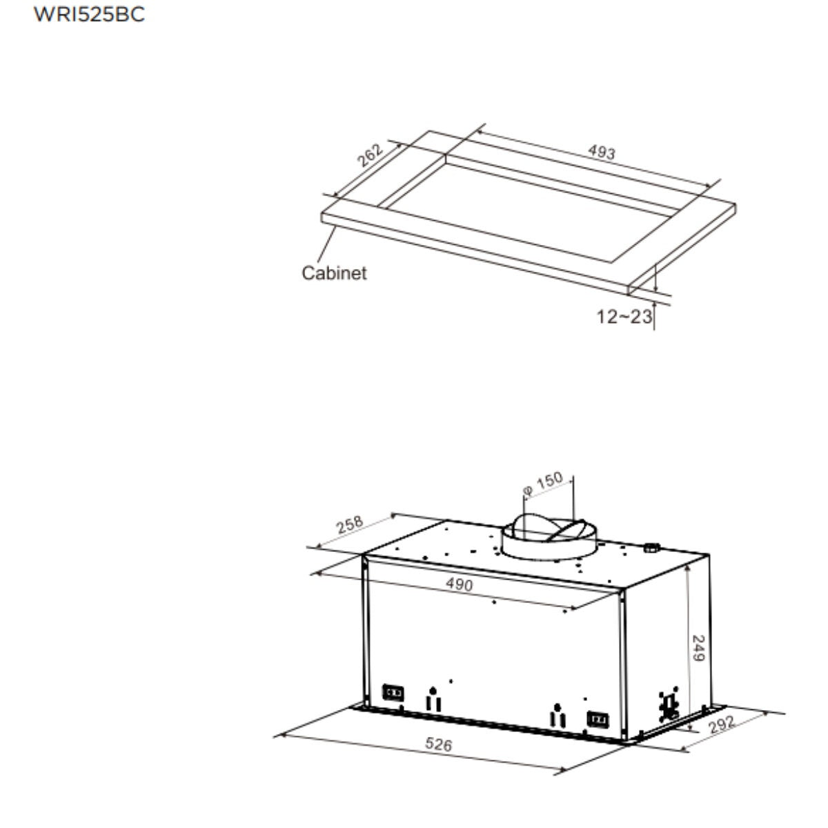 Westinghouse 52cm integrated undermount rangehood - dark stainless steel, Hob2Hood, LED lighting - WRI525BC