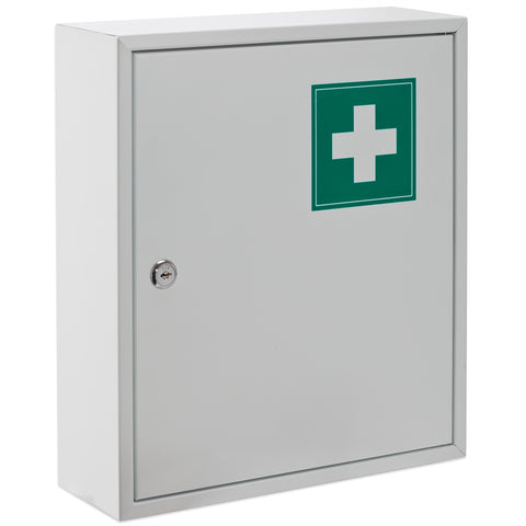 Sandleford Medium First Aid Box, 315 x 360 x 100mm, Lockable Steel, Wall Mount, White