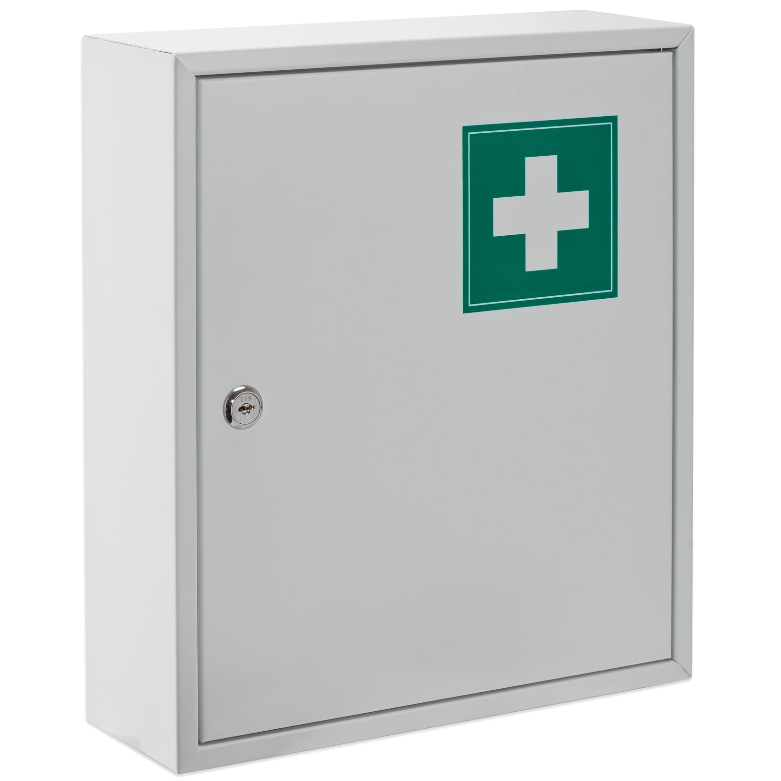 Sandleford Medium First Aid Box, 315 x 360 x 100mm, Lockable Steel, Wall Mount, White