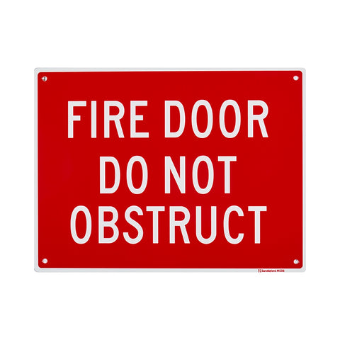 Sandleford Fire Door Do Not Obstruct Sign 300 x 225mm White/Red Polypropylene
