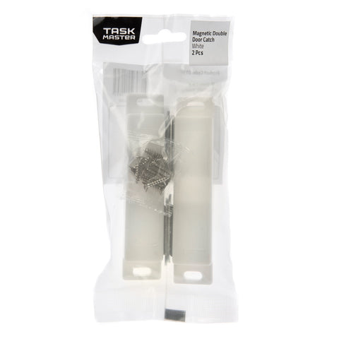 Taskmaster 87mm White Magnetic Double Door Catch Plastic 2 Pack