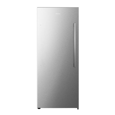 Hisense 384L Single Door Hybrid Fridge Freezer - Brushed Steel - Total No Frost, Super Cool - HRVF384S
