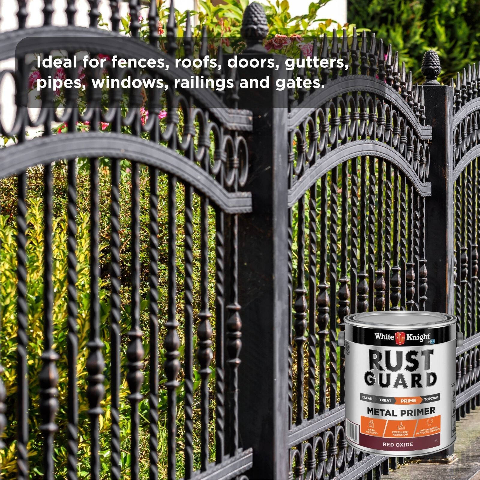 White Knight Rust Guard Metal Primer Paint 4L Red Oxide Anti-Corrosive
