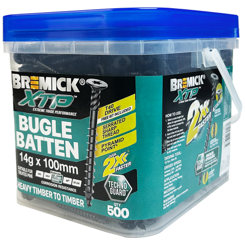 Bremick XTP Bugle Batten 14g x 100mm - 500 Pack - Black - Fast Installation - SuperSaverAU - view 1