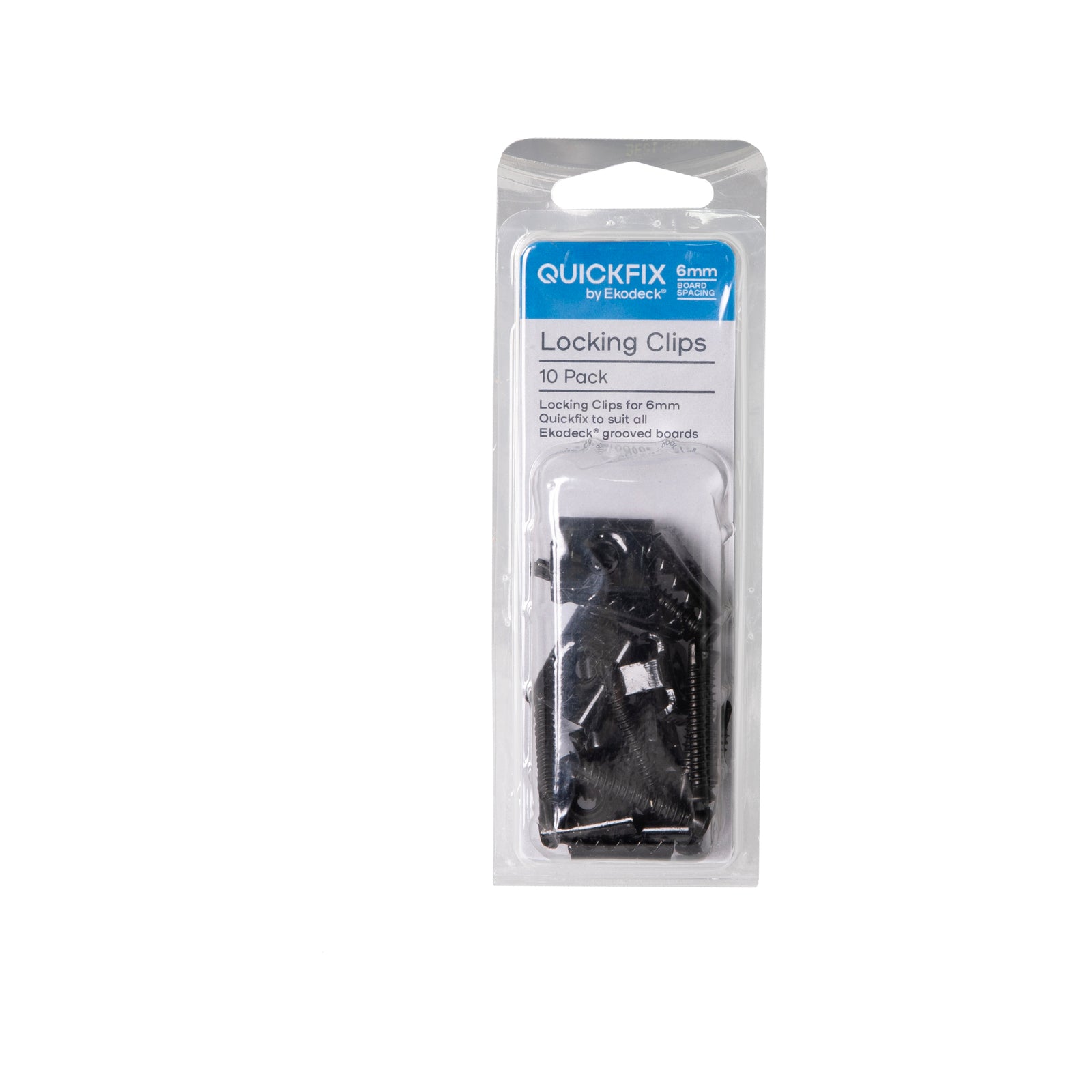 Quickfix Ekodeck 6mm Black Stainless Steel Locking Clips 10 Pack