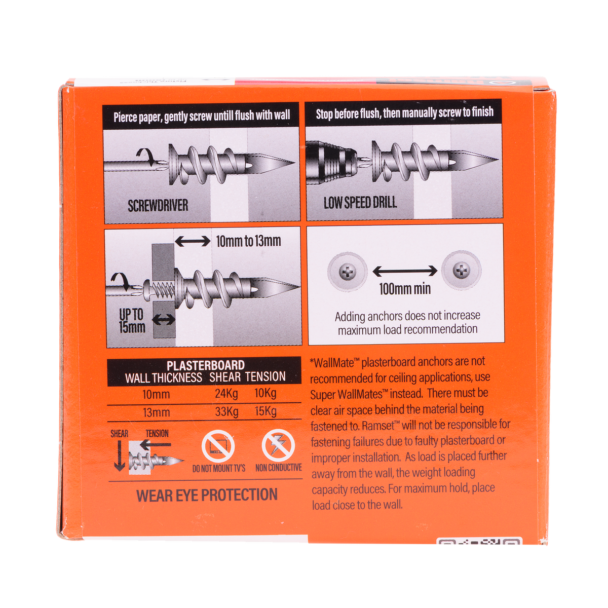 Ramset Nylon Wallmate Plasterboard Anchor with Screws 20 Pack - 75mm x 70mm - Easy Installation - Non-Conductive - SuperSaverAU - view 2